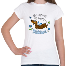 PRINTFASHION He's very happy dachshund - Női póló - Fehér