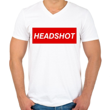 PRINTFASHION Headshot - Férfi V-nyakú póló - Fehér férfi póló