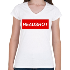 PRINTFASHION Headshot - Női V-nyakú póló - Fehér női póló