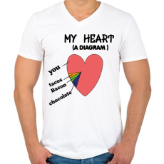 PRINTFASHION Heart diagram - Férfi V-nyakú póló - Fehér