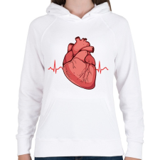 PRINTFASHION Heartbeat - Női kapucnis pulóver - Fehér női pulóver, kardigán