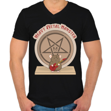 PRINTFASHION Heavy Metal Hamster - Férfi V-nyakú póló - Fekete férfi póló