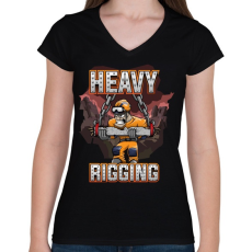 PRINTFASHION Heavy Rigging - Női V-nyakú póló - Fekete