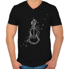PRINTFASHION Hegedű - Férfi V-nyakú póló - Fekete
