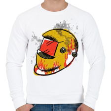 PRINTFASHION Hegesztő sisak - Férfi pulóver - Fehér férfi pulóver, kardigán