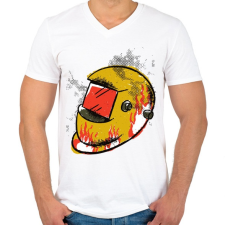PRINTFASHION Hegesztő sisak - Férfi V-nyakú póló - Fehér férfi póló