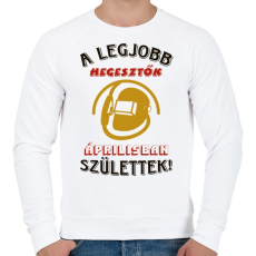 PRINTFASHION Hegesztő szülinapja április színes - Férfi pulóver - Fehér