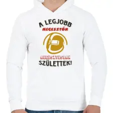 PRINTFASHION Hegesztő szülinapja augusztus színes - Férfi kapucnis pulóver - Fehér férfi pulóver, kardigán