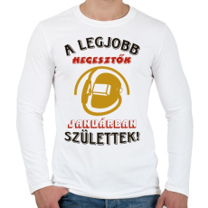 PRINTFASHION Hegesztő szülinapja január színes - Férfi hosszú ujjú póló - Fehér