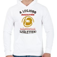 PRINTFASHION Hegesztő szülinapja március színes - Férfi kapucnis pulóver - Fehér férfi pulóver, kardigán