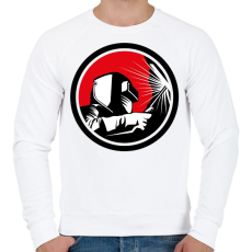 PRINTFASHION Hegesztős minta - fekete-fehér-vörös - Férfi pulóver - Fehér