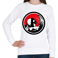 PRINTFASHION Hegesztős minta - fekete-fehér-vörös - Női pulóver - Fehér női pulóver, kardigán