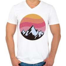 PRINTFASHION Hegycsúcs - Férfi V-nyakú póló - Fehér férfi póló