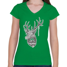 PRINTFASHION Hegyekben - Női V-nyakú póló - Zöld