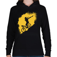 PRINTFASHION Hegyi kerékpáros - Női kapucnis pulóver - Fekete női pulóver, kardigán