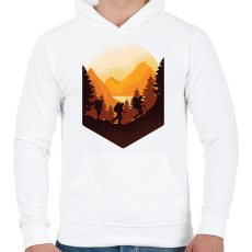 PRINTFASHION Hegyi túra - Férfi kapucnis pulóver - Fehér