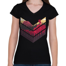 PRINTFASHION Hegymászó - Női V-nyakú póló - Fekete női póló