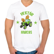 PRINTFASHION HEKTÁR HARCOS - Férfi V-nyakú póló - Fehér