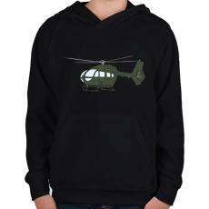 PRINTFASHION Helikopter - Gyerek kapucnis pulóver - Fekete