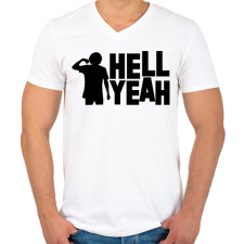 PRINTFASHION Hell Yeah - Férfi V-nyakú póló - Fehér férfi póló