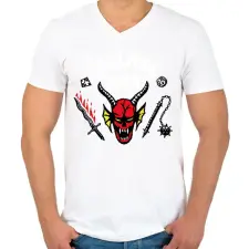 PRINTFASHION Hellfire Club - Férfi V-nyakú póló - Fehér férfi póló
