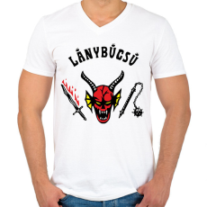 PRINTFASHION Hellfire Club lanybucsu - Férfi V-nyakú póló - Fehér