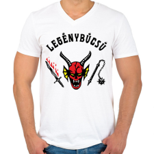 PRINTFASHION Hellfire Club legenybucsu - Férfi V-nyakú póló - Fehér férfi póló