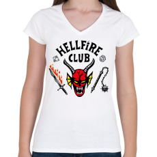 PRINTFASHION Hellfire Club - Női V-nyakú póló - Fehér