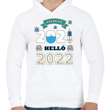 PRINTFASHION Helló 2022 - újév - Férfi kapucnis pulóver - Fehér férfi pulóver, kardigán