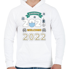 PRINTFASHION Helló 2022 - újév - Férfi kapucnis pulóver - Fehér