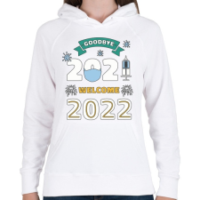 PRINTFASHION Helló 2022 - újév - Női kapucnis pulóver - Fehér női pulóver, kardigán