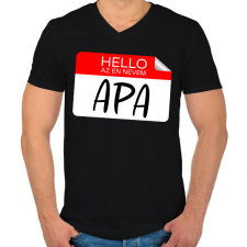 PRINTFASHION Hello az én nevem apa - Férfi V-nyakú póló - Fekete férfi póló