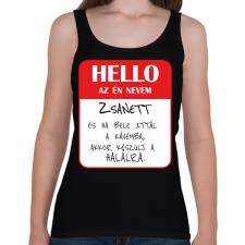 PRINTFASHION Hello az én nevem - Bögre - Női atléta - Fekete női trikó