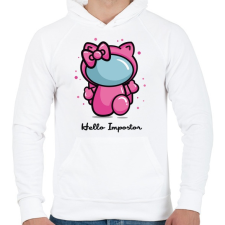 PRINTFASHION Hello impostor - Hello K - among us meme - Férfi kapucnis pulóver - Fehér férfi pulóver, kardigán