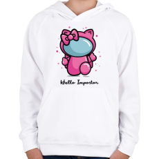 PRINTFASHION Hello impostor - Hello K - among us meme - Gyerek kapucnis pulóver - Fehér