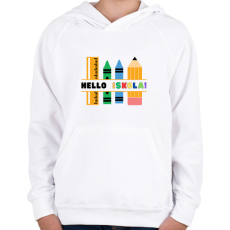 PRINTFASHION Hello Iskola - Gyerek kapucnis pulóver - Fehér