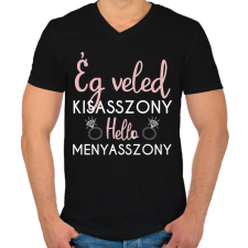 PRINTFASHION Hello menyasszony - Férfi V-nyakú póló - Fekete férfi póló