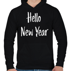 PRINTFASHION Hello New Year - Férfi kapucnis pulóver - Fekete