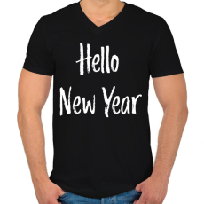 PRINTFASHION Hello New Year - Férfi V-nyakú póló - Fekete
