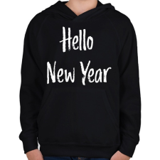 PRINTFASHION Hello New Year - Gyerek kapucnis pulóver - Fekete gyerek pulóver, kardigán