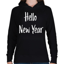 PRINTFASHION Hello New Year - Női kapucnis pulóver - Fekete női pulóver, kardigán