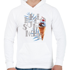 PRINTFASHION Helló nyár! - Férfi kapucnis pulóver - Fehér férfi pulóver, kardigán