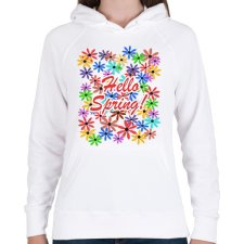 PRINTFASHION Hello Spring - Női kapucnis pulóver - Fehér női pulóver, kardigán