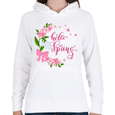 PRINTFASHION Hello Tavasz - Női kapucnis pulóver - Fehér női pulóver, kardigán