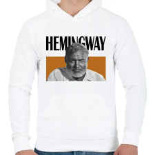 PRINTFASHION Hemingway - Önarckép - Férfi kapucnis pulóver - Fehér férfi pulóver, kardigán