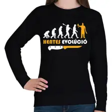 PRINTFASHION Hentes evolúció - Női pulóver - Fekete női pulóver, kardigán