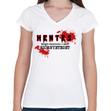 PRINTFASHION Hentes - Szörnyeteg - Női V-nyakú póló - Fehér
