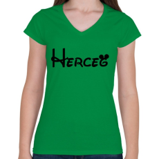 PRINTFASHION Herceg fekete felirat - Női V-nyakú póló - Zöld