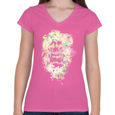 PRINTFASHION Here's the spring - Női V-nyakú póló - Rózsaszín női póló