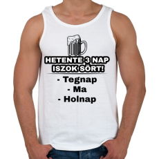PRINTFASHION Hetente 3 nap iszok sört! - Férfi atléta - Fehér